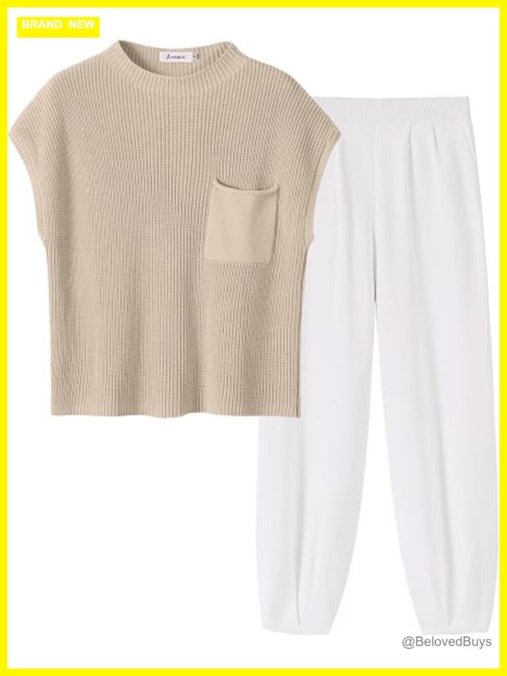 Two Piece Outfits Summer Sweater Vest Crop Top Pants Lounge Matching Set Travel